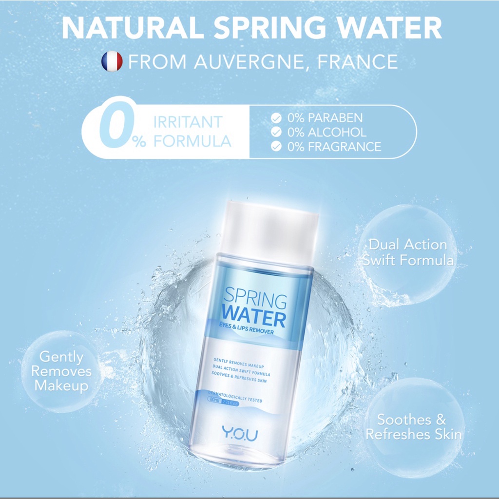 YOU Spring Water Eyes &amp; Lips Remover 80ml / Makeup Remover Y.O.U