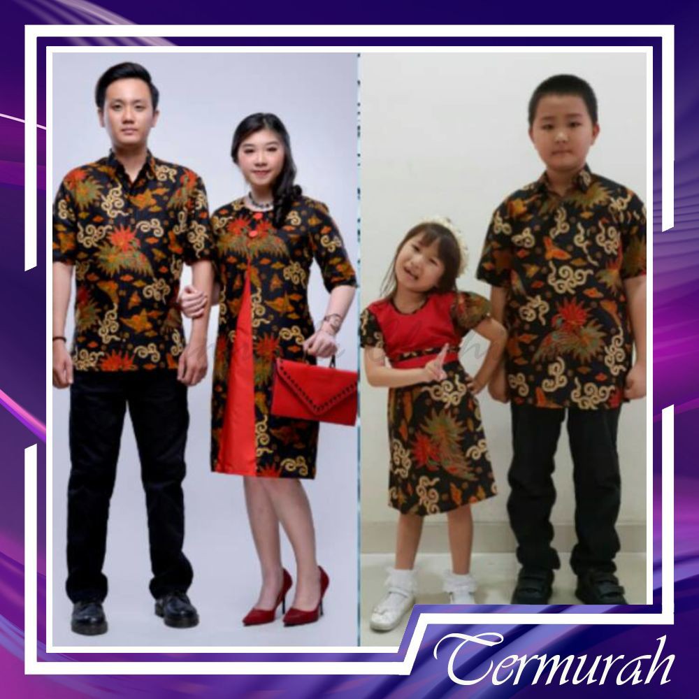 BATIK COUPLE SARIMBIT KEKINIAN MODERN SERAGAM ADA ANAK TERBARU KELUARGA JUMBO MURAH MAWAR DAUN