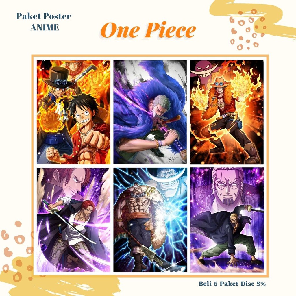 POSTER ANIME #1 (6 pcs) - BISA CUSTOM - POSTER DINDING - POSTER AESTHETIC - ANIME-One Piece