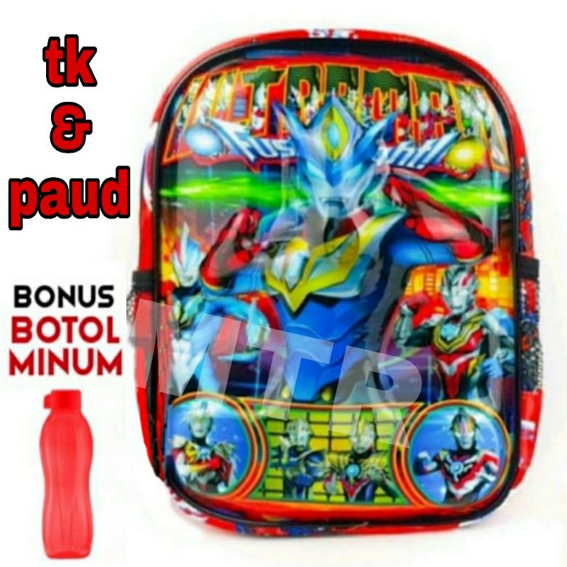 TAS RANSEL ANAK TK&amp;PAUD LED/DI TEPUK NYALA BERHADIAH BOTOL MINUM PLASTIK