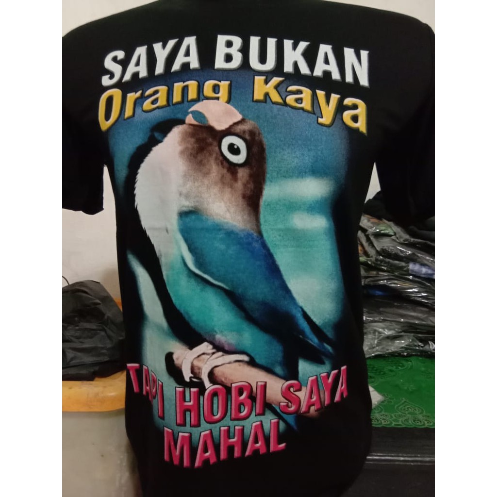 Kaos Burung Lovebird cobalt blue Kaos Kicau Mania versi 4