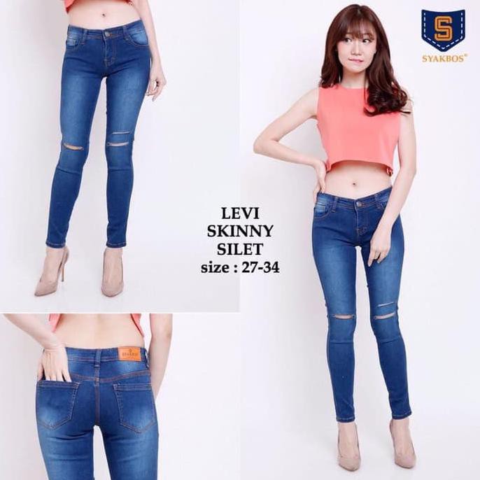 27-30 SILET LEVI Skinny DF celana wanita jeans biru