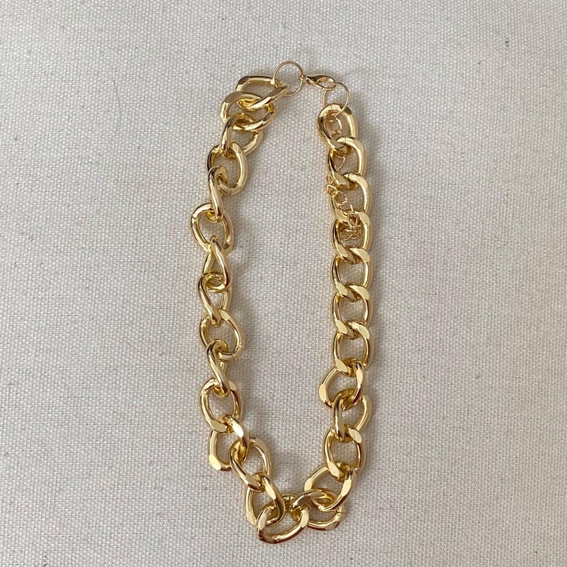 Kalung  Rantai Emas Large Gold Link Chain - Large Gold Link Chain Necklace