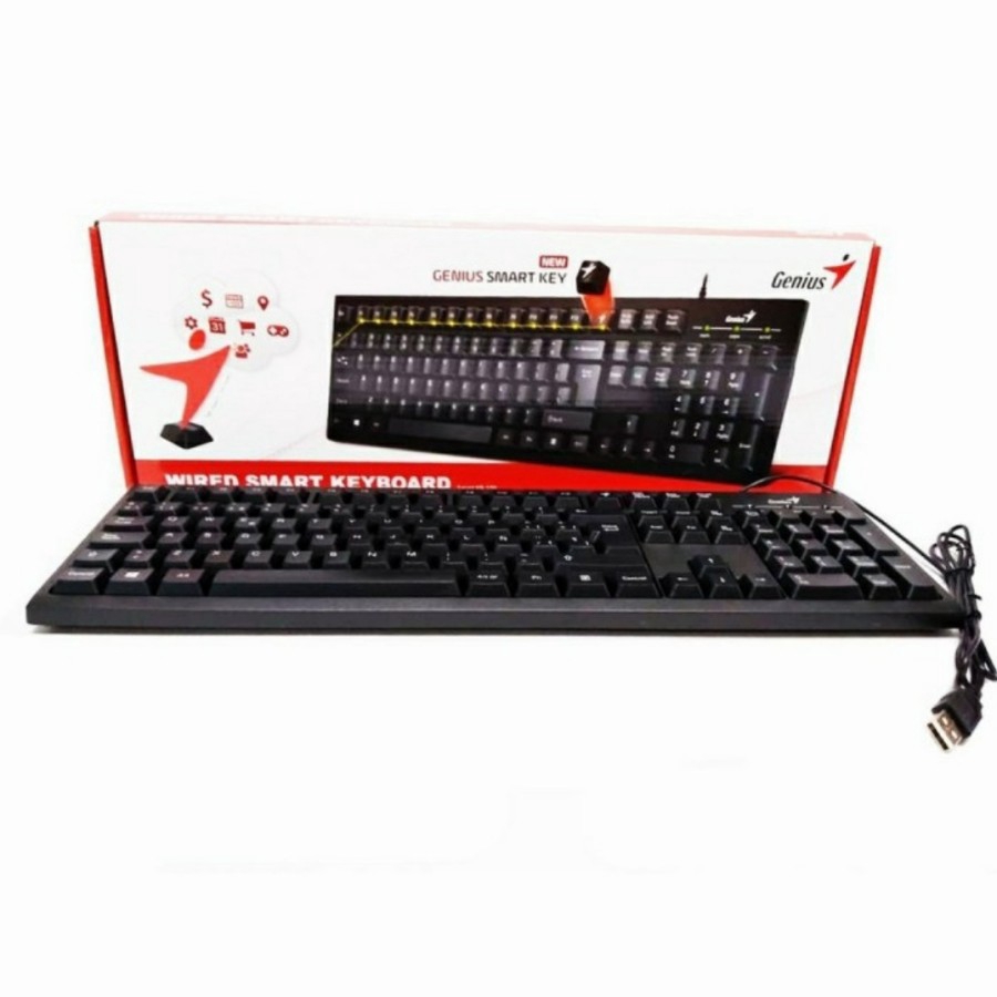 PAKET Genius Wired Smart USB Keyboard KB 100 - Genius USB Mouse DX 125