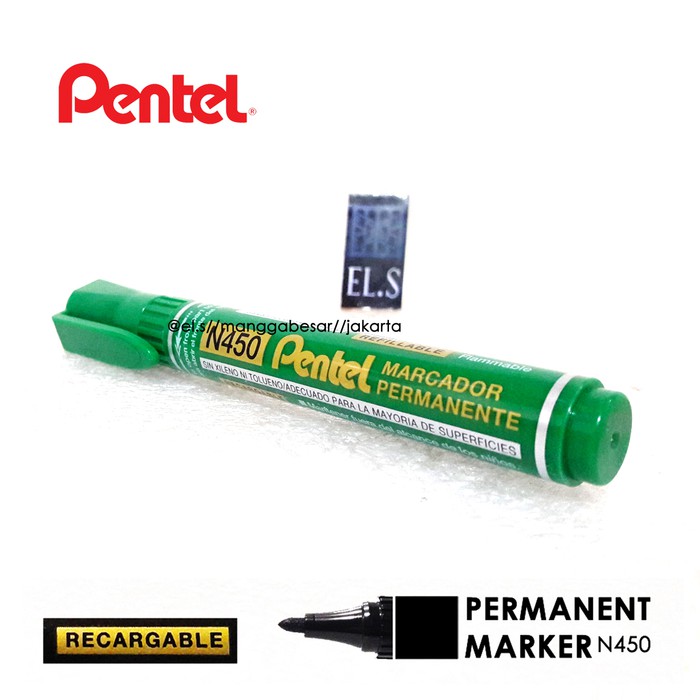 

Pentel Permanent Marker N450 Hijau (Spidol Permanen)