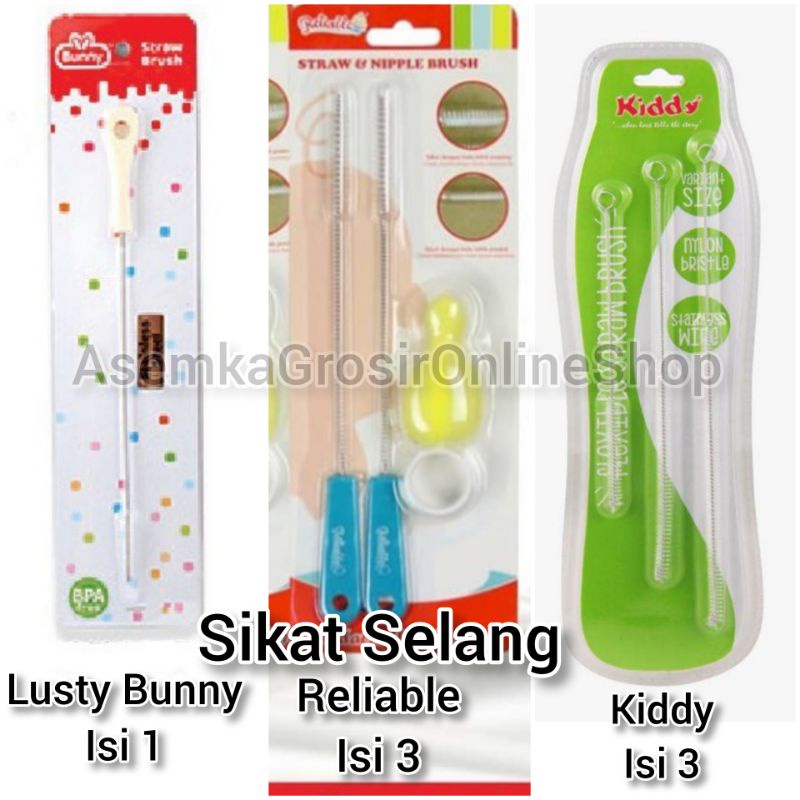 Sikat selang sedotan Lusty Bunny Kiddy Reliable isi 1 dan  3in1 / straw brush / sikat sedotan