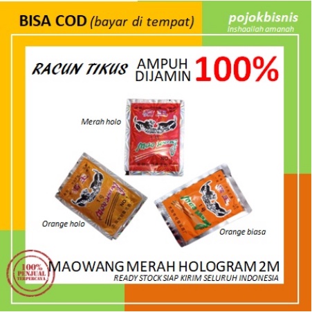 100 Pcs RACUN TIKUS MAOWANG MERAH HOLOGRAM ASLI / RACUN TIKUS SANGAT AMPUH