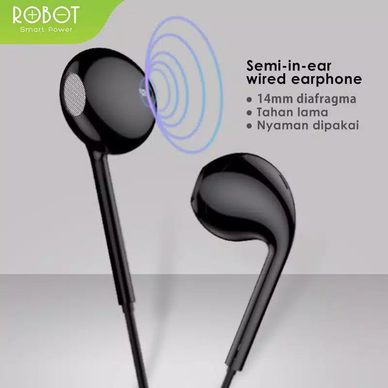 Wired Earphone Robot RE10 Headset High Sound Quality Handsfree - Garansi Resmi 1 Tahun