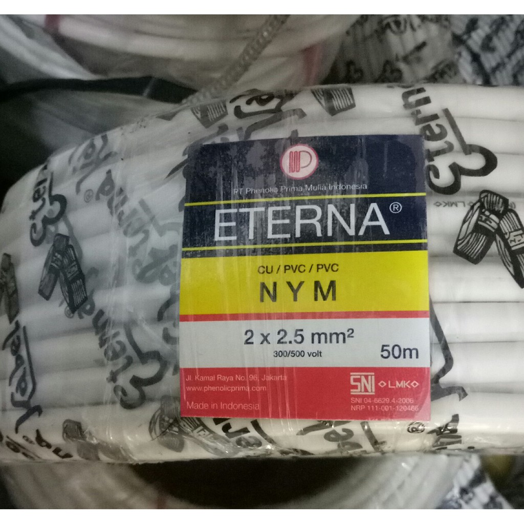 kabel listrik kabel eterna 2x1,5mm/3x1,5mm/2x2,5mm/3x2,5mm