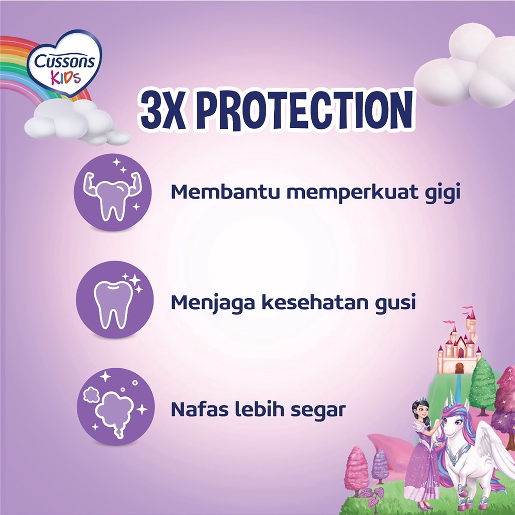 Bisa COD Cussons Kids Toothpaste Unicorn Fruity Berries / Strawberry Smooth / Fresh Apple / Sparkling Orange