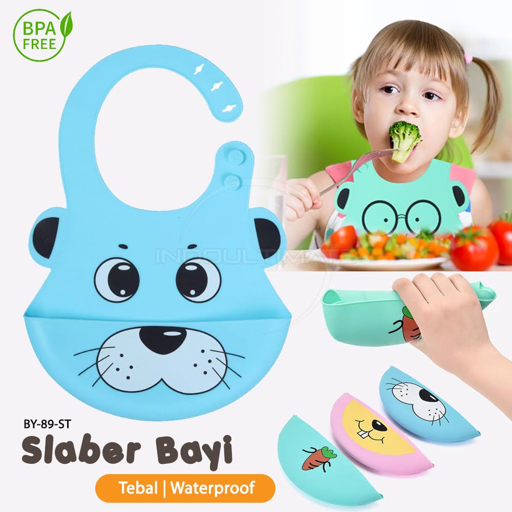 Slaber Bayi Silicone PREMIUM BY-89-ST Celemek Makan Bayi Silikon Clemek Celemek Air Liur  Slabber Bayi Baby Bib Sleber Makan Bayi Tatakan Makan Bayi Tatakan Air Liur