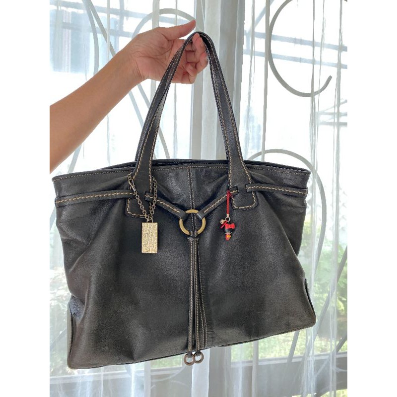 TAS BONIA PRELOVED ORIGINAL BRANDED BAG LEATHER, BLACK