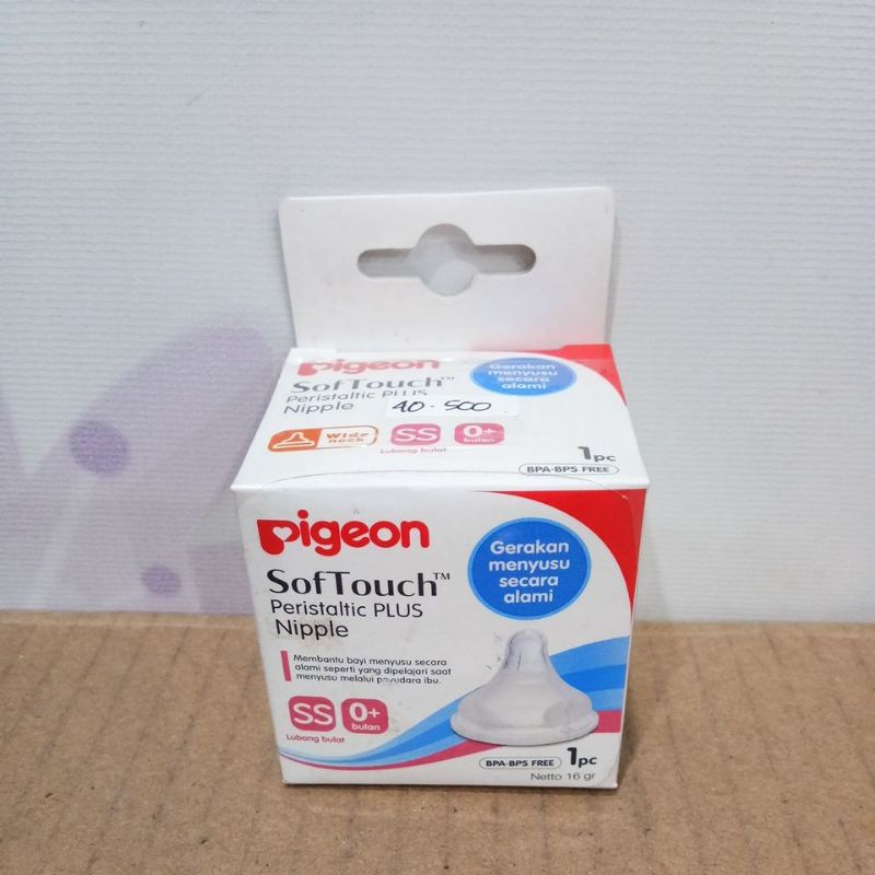 PIGEON SOFTOUCH PERISTALTIC PLUS NIPPLE WIDE NECK 1PC SS, S, M, L