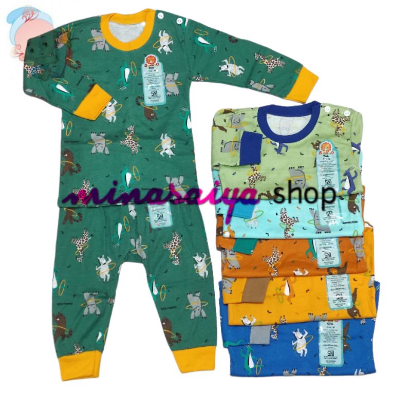 SAMLEO Setelan Bayi SNI Lengan Panjang Print Warna Kancing Pundak Uk. M - XL