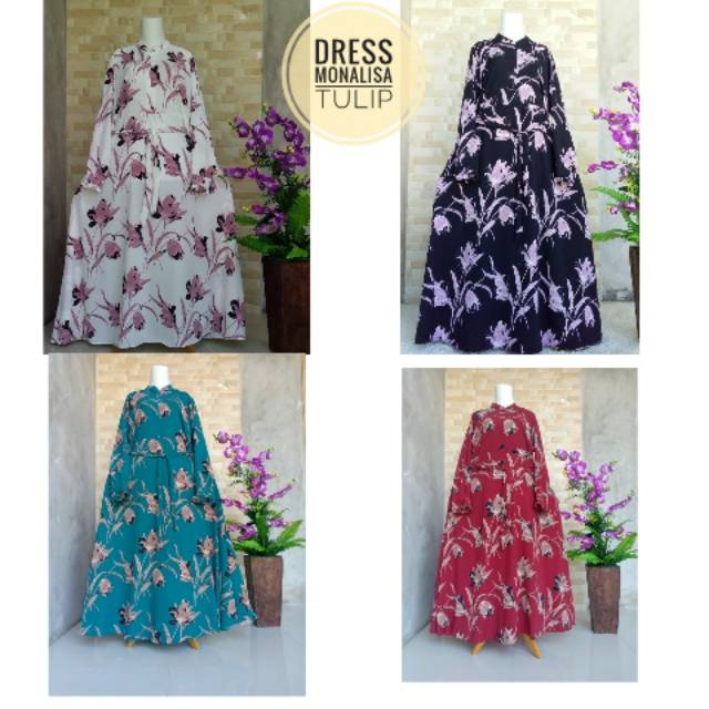 DRESS MONALISA TULIP TIDAK MENERAWANG  - Dress Syari Wanita - Busui