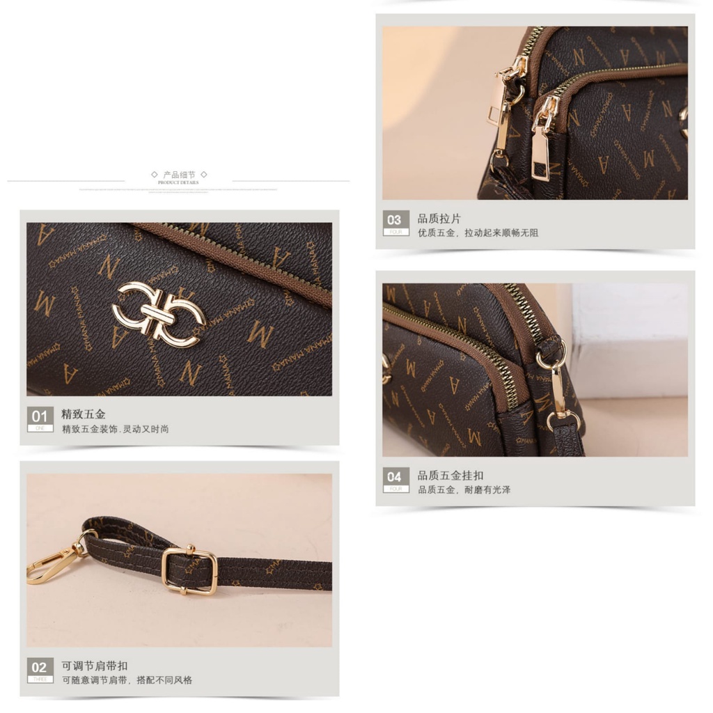 TAS SELEMPANG WANITA IMPORT KOREA KULIT COKLAT TA560B7 AJAMI FASHION SLING BAG KECIL CEWEK MURAH KEKINIAN REMAJA PREMIUM BRANDED BATAM SIMPLE LUCU