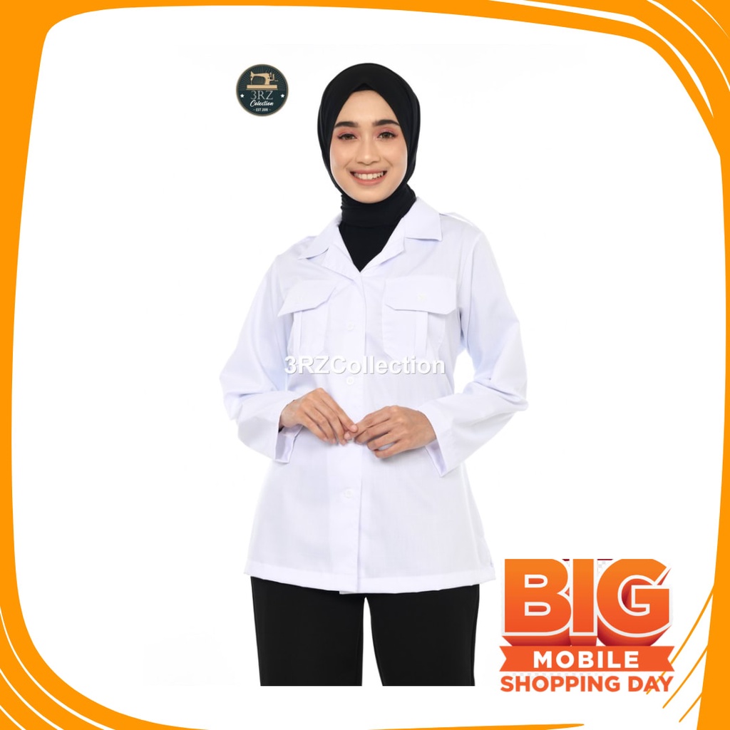Bahan Tebal Bagus Tidak Tembus Full Halus /  Baju Dinas Putih Wanita Baju PDH Putih Seragam PNS Puti
