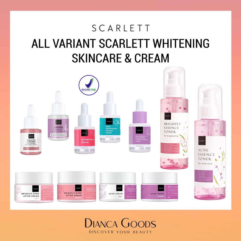 SCARLETT WHITENING ALL VARIANT SCARLET SERUM TONER CREAM ACNE / BRIGHTLY / GLOWING / RETINOL / NIACI