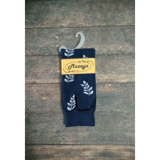 Kaos Kaki Jari Jempol Motif Daun Wanita Muslimah Nilon-Navy