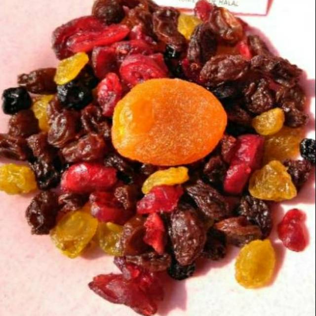 mix fruit dry fruit 200gr buah kering manisan buah kue cemilan sehat diet kismis apricot berry super food mix almond