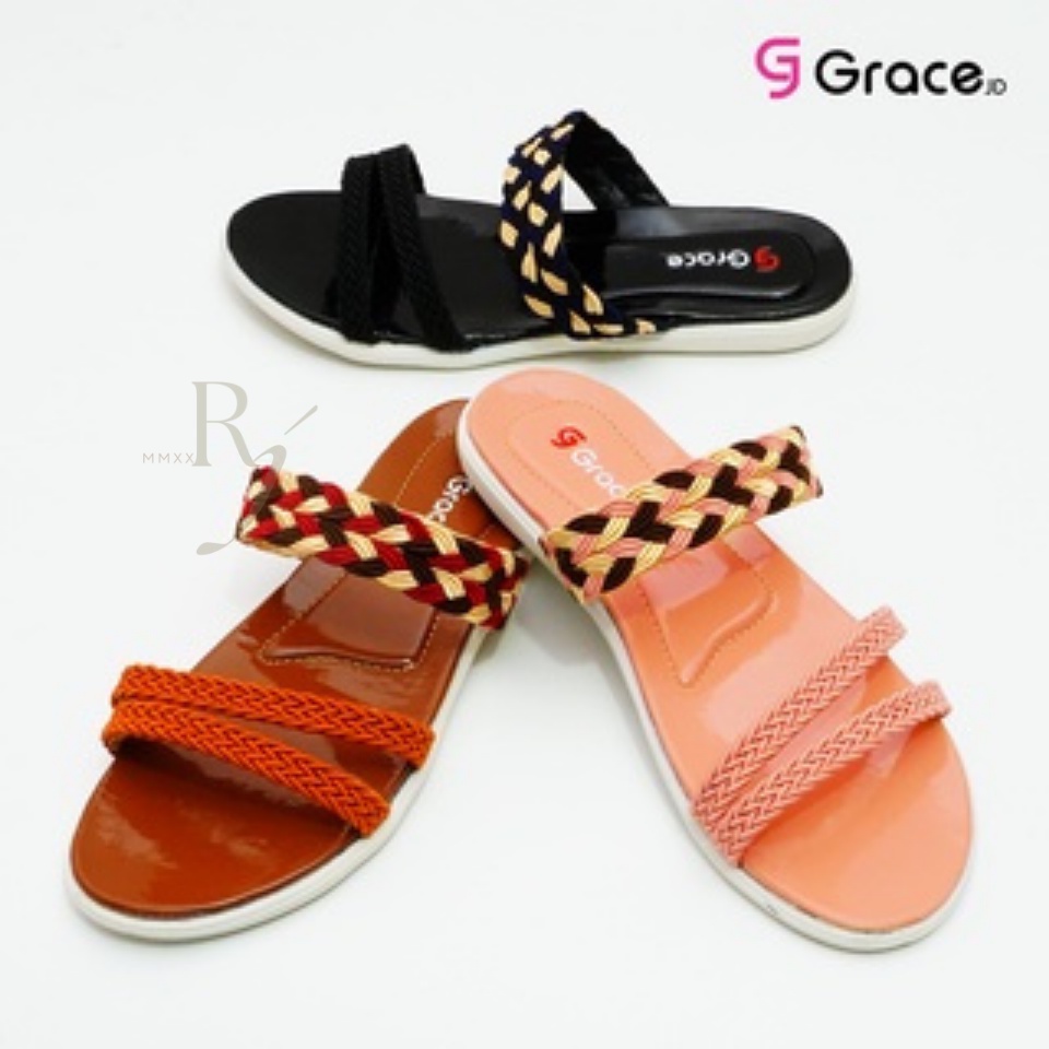 GRACE [LIDIA BAN 3M] Sandal Slop Kepang/ Sandal Wanita Selop Kepang Teplek/ Sendal Selop Cewek Kepang