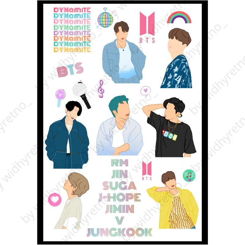 bts dynamite stiker bts case/ ilustrasi bts