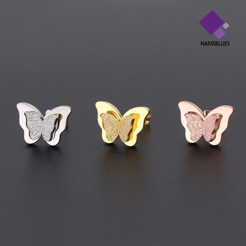 Anting Stud Bentuk Kupu-Kupu Untuk Wanita