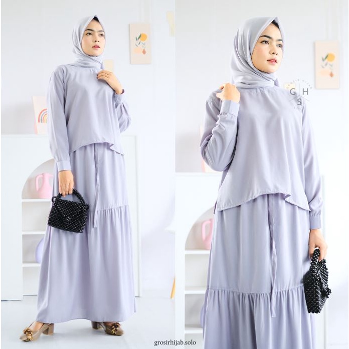 (MSB) ONE SET VERO BLOUSE DAILY KEMEJA ROK SET WOLFIS