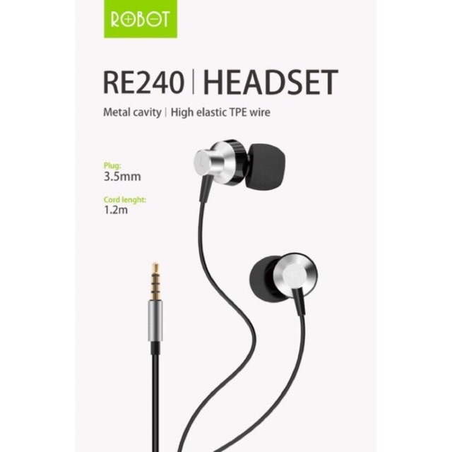 Hf Earphone Headset Robot RE240 Wook Original