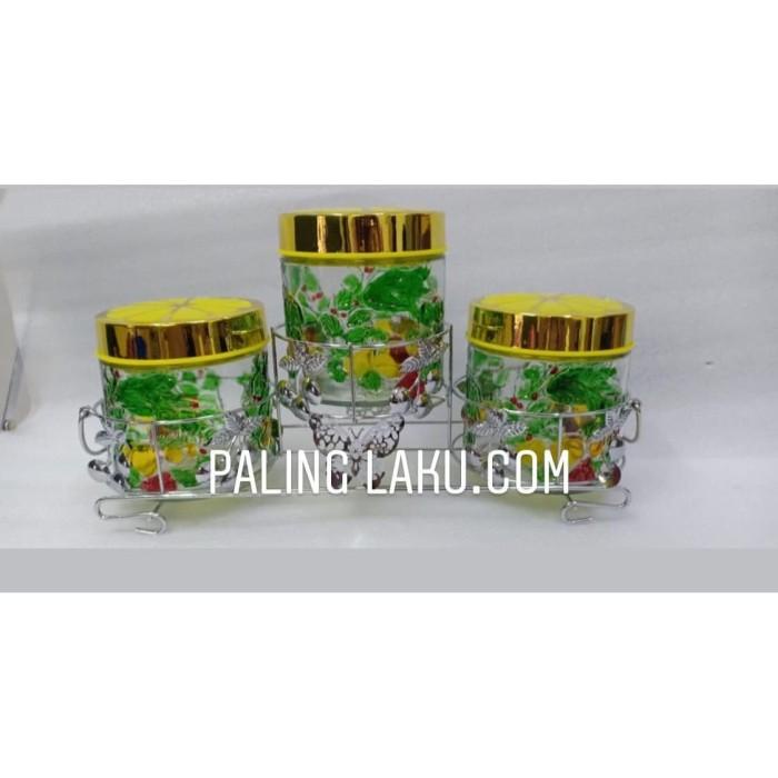 Toples | Toples Kaca Set 3 + Rak - Jar Canister