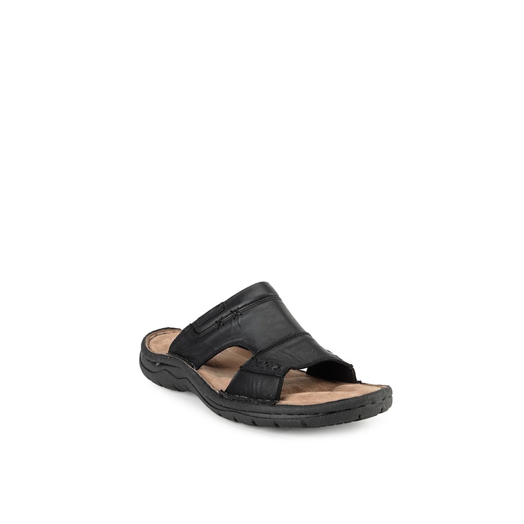 SANDAL CASUAL JIM JOKER PRIA ORIGINAL SLIDE KULIT BRANDED HITAM JJ42