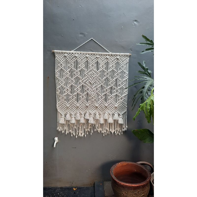 HIASAN DINDING RAJUT MACRAME