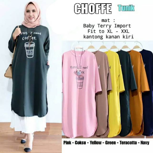 Sharo TUNIK I NEED CHOFFE/TUNIK WANITA