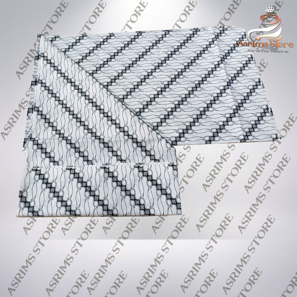 Kain Batik Jogja Jarik Batik Samping Kebat Jogjaan Hitam Putih Santoso AAA Premium Original-7