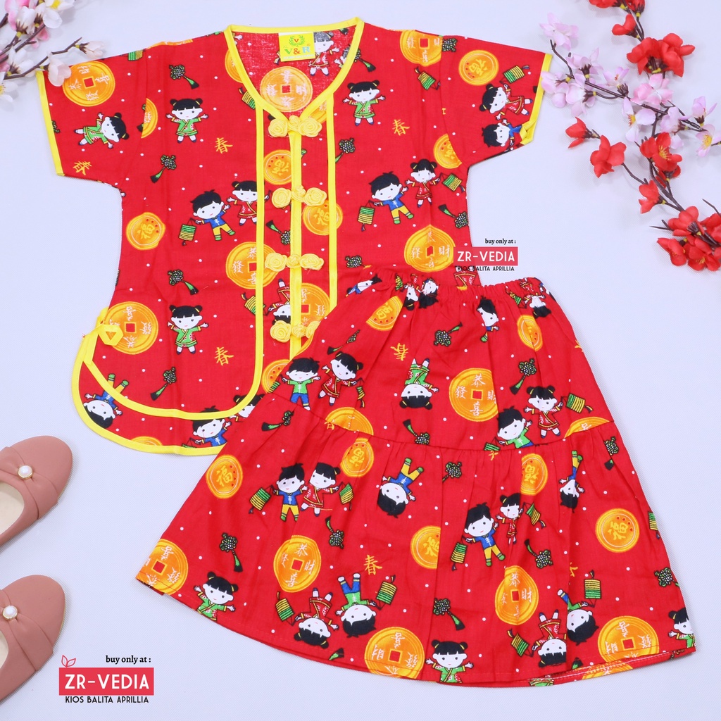 (BOY&amp;GIRLS) Baju Imlek uk Bayi s.d 5 Tahun / Dress Cheongsam Sanghai Merah Setelan Anak Laki