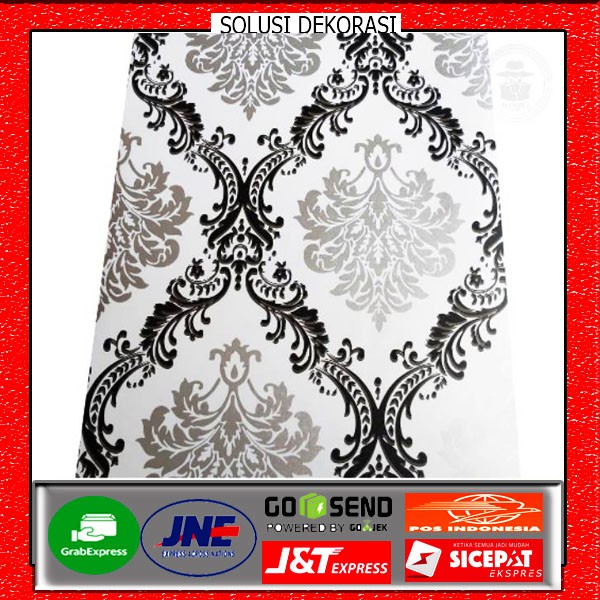 SOLUSIDEKORASI-PROMO WALLPAPER STIKER DINDING MOTIF BATIK JET BLACK-WALLPAPER 10 METER