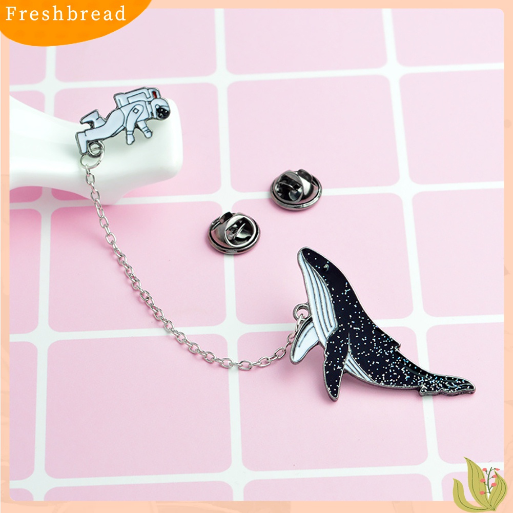 [Fresh] 1 Set Bros Pin Kerah Motif Kartun Ikan Paus Lucu untuk Pria / Wanita