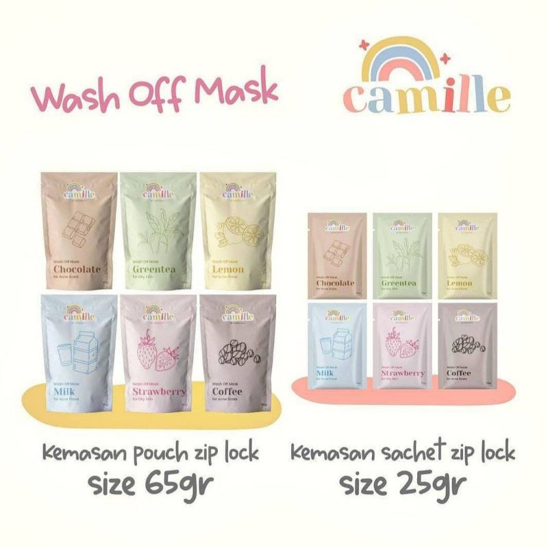 MASKER ORGANIK CAMILLE BEAUTY 25gr 65gr [BPOM] [PACKAGING BARU ZIPLOCK]