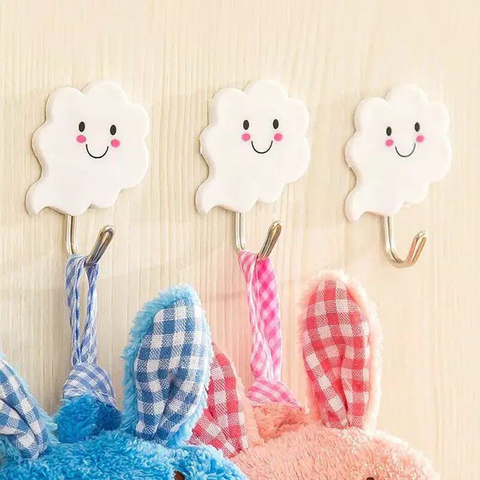 Gantungan Hook Family / Smile / Awan ( Isi 3 Pc ) / Gantungan Serbaguna / Gantungan Dinding