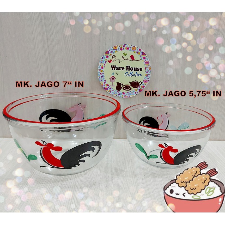 Mangkok Kukuruyuk Mangkuk Ayam Jago bening size 7 in Mangkok Kukuruyuk Mangkuk Ayam Jago bening size 7 in
