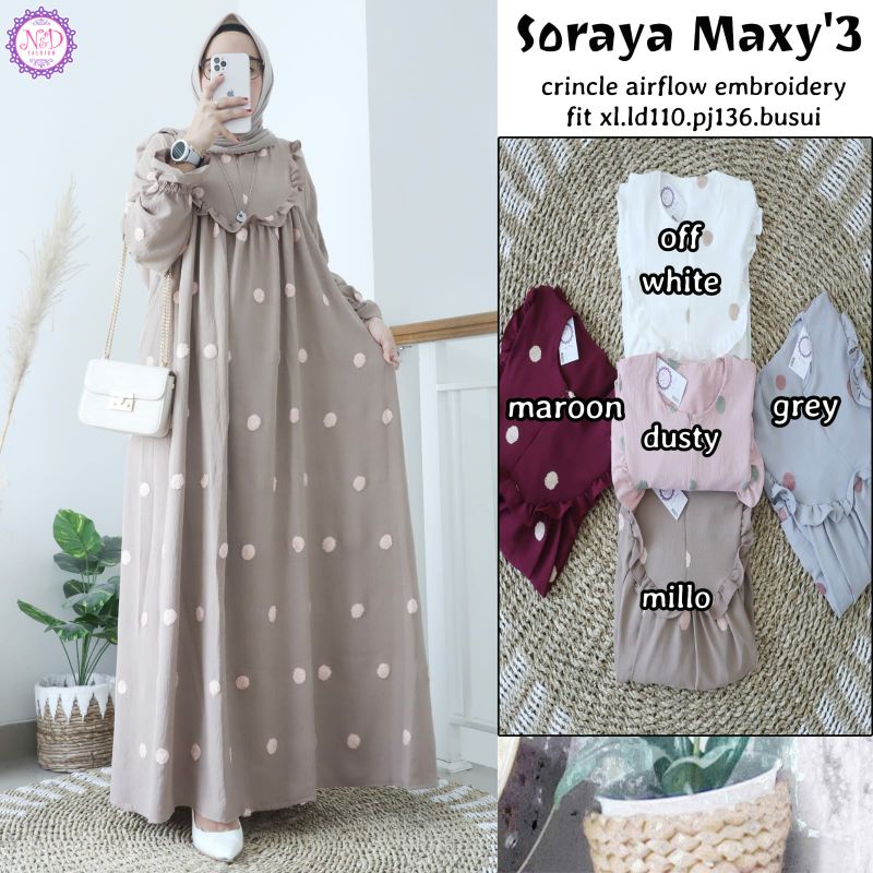 SORAYA MAXY GAMIS BUSUI BAHAN CRINCLE ORIGINAL PRODUK BY N&amp;D