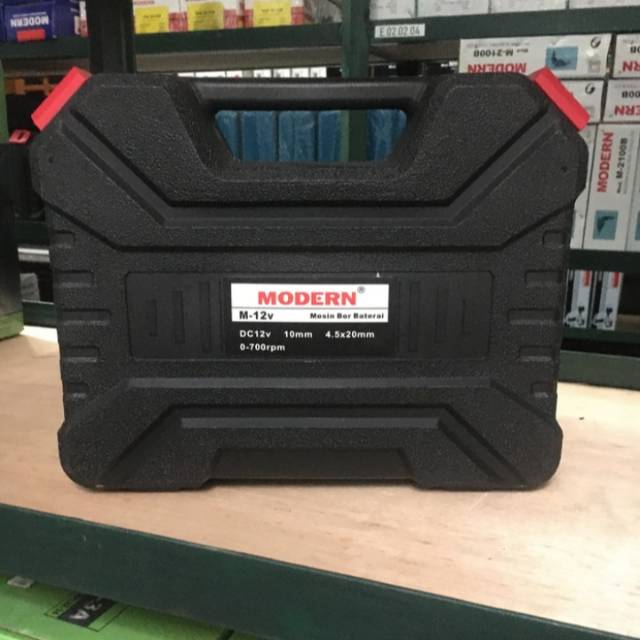 Mesin Bor Charge Baterai Modern M-12V Cordless Drill Tanpa Kabel