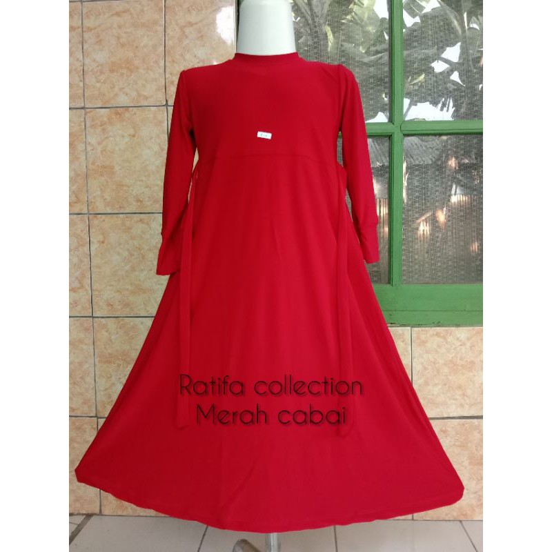 Gamis Jersey Anak Usia 11-12tahun polos tali samping.Ratifa collection