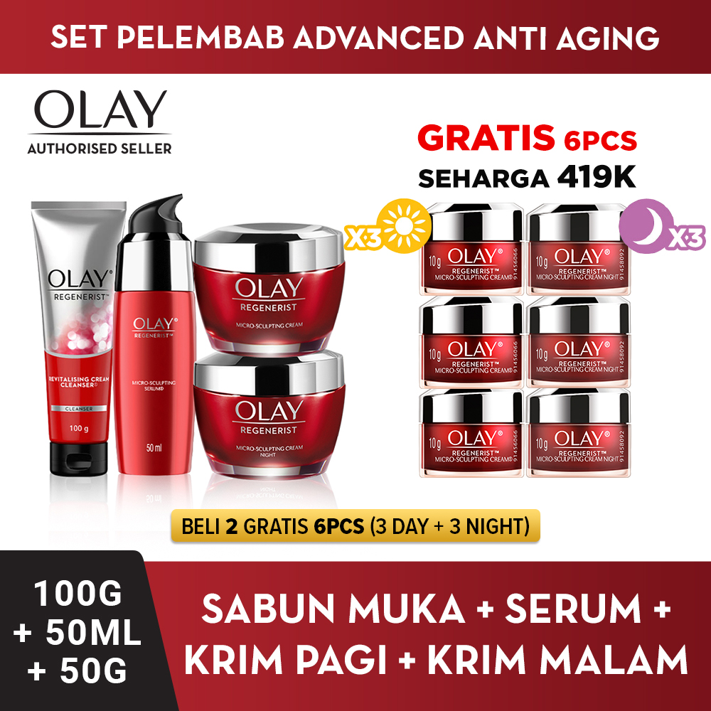 [LEBIH HEMAT] Olay Regenerist Ritual Lengkap Anti Aging FREE Regenerist Day and Night Mini (6 pcs)