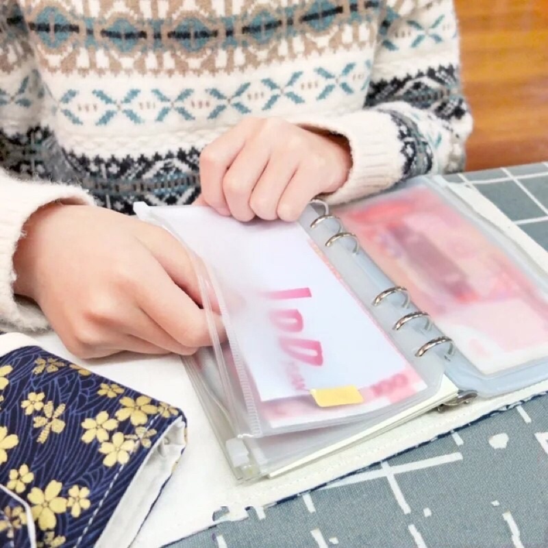 Zipper Lock Binder A6 A5 Loose Leaf Tempat Penyimpanan Uang AKUNTANSI PEMBUKUAN BUKU CATATAN PEMISAH KEUANGAN B5 Ring 6 20 Logam mulia emas antam 1 gram tabungan harian bulanan-1