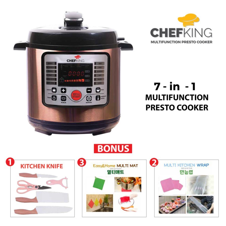 CHEFKING Digital Pressure Cooker - Alat Masak Presto Multifungsi