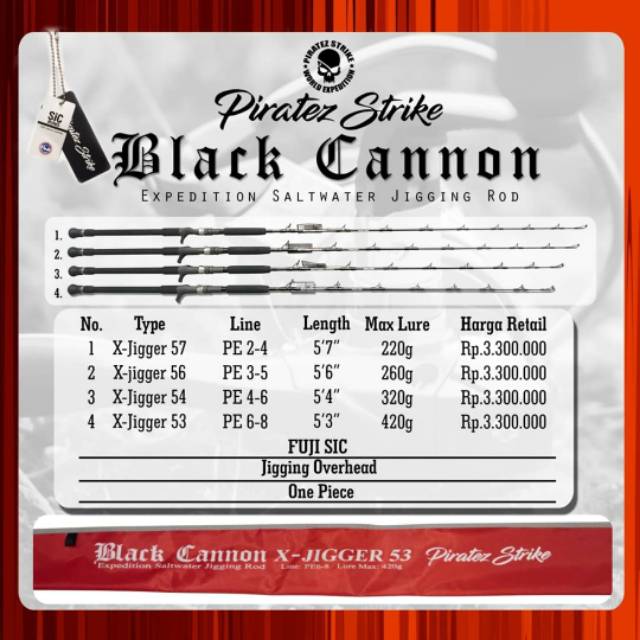 Rod / Joran Pirates Strike X-Jigger Black Cannon Jigging Overhead One Piece