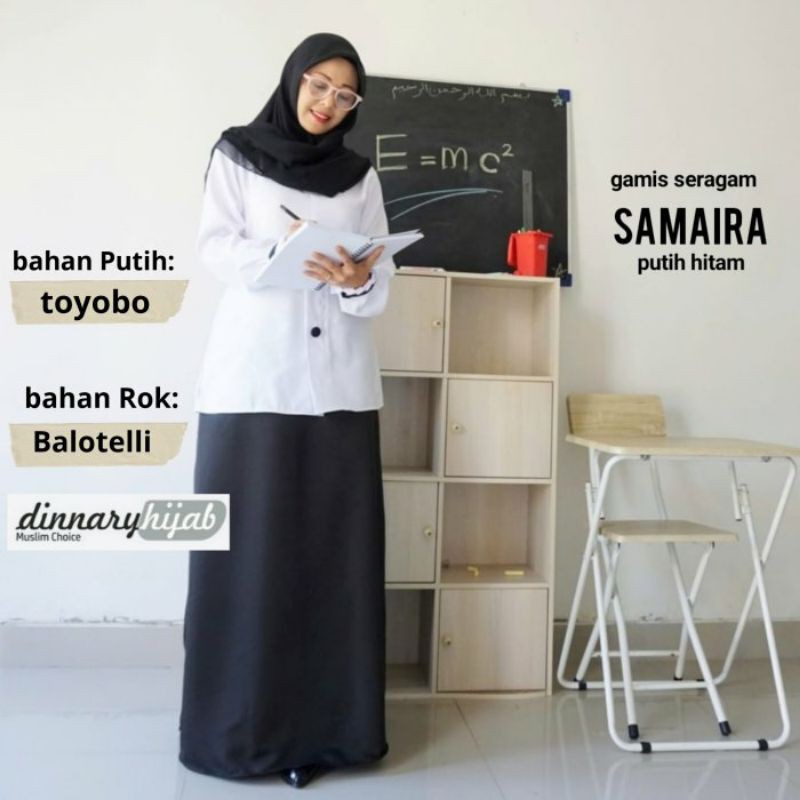 GAMIS HITAM PUTIH. SAMAIRA || TOYOBO || DINNARY HIJAB