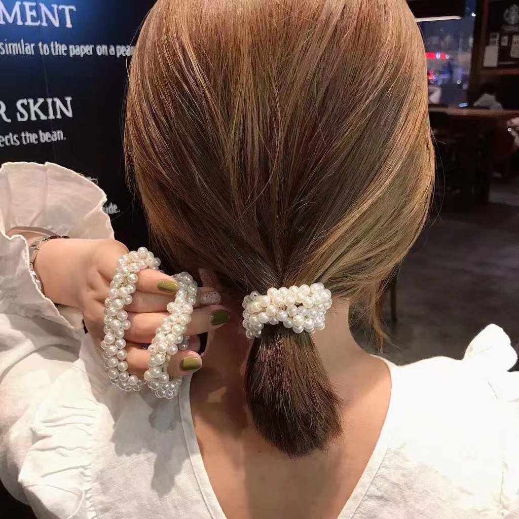 Ikat Rambut Wanita Gaya Korea Full Mutiara Aksesoris Rambut Pearl Wanita Korean Import