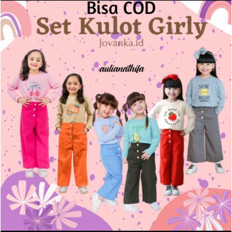 Baju Setelan Set Kulot Girly Anak Perempuan sz 2-10 th by Jovanka. Id